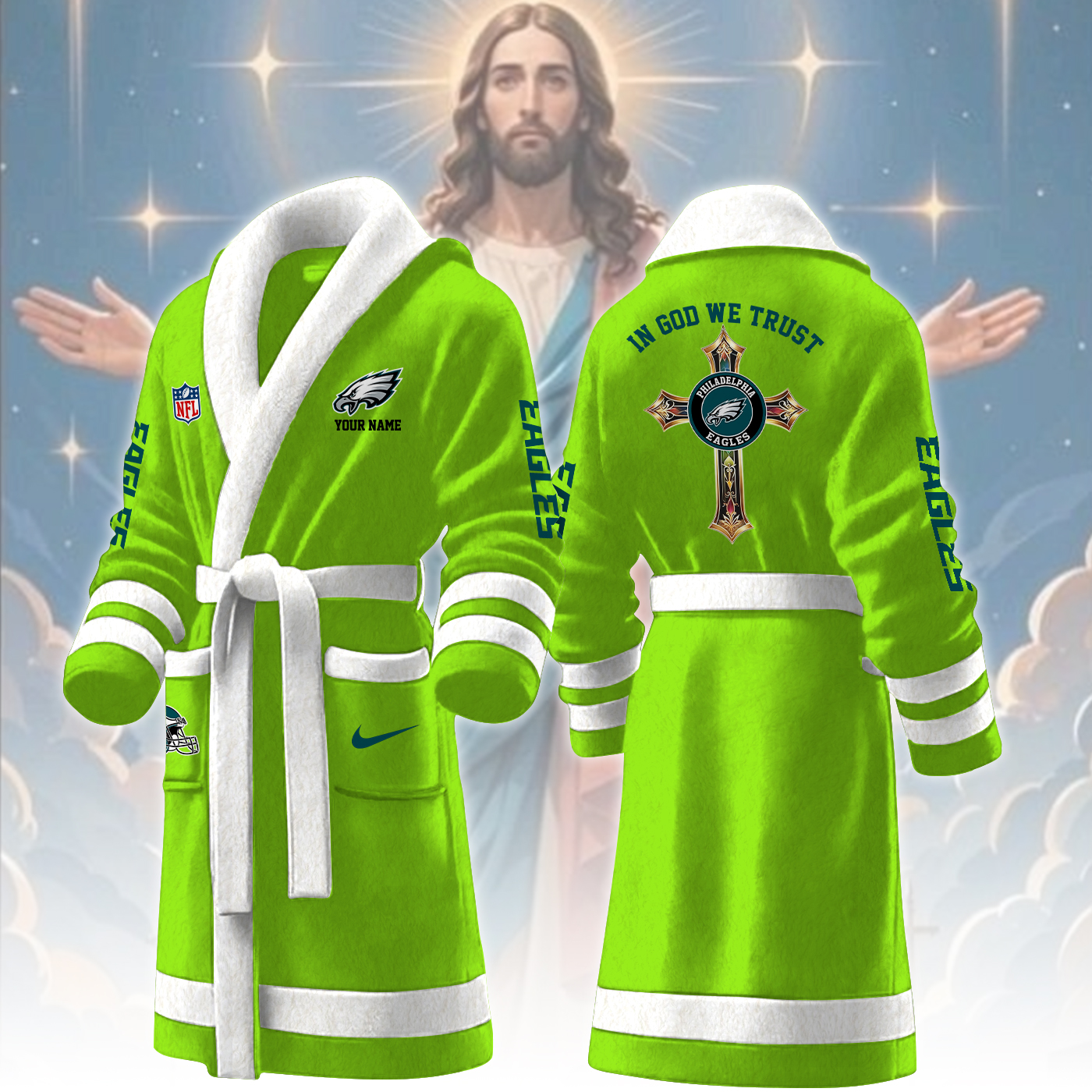 philadelphia eagles nfl personalized fleece bathrobe gmv3g