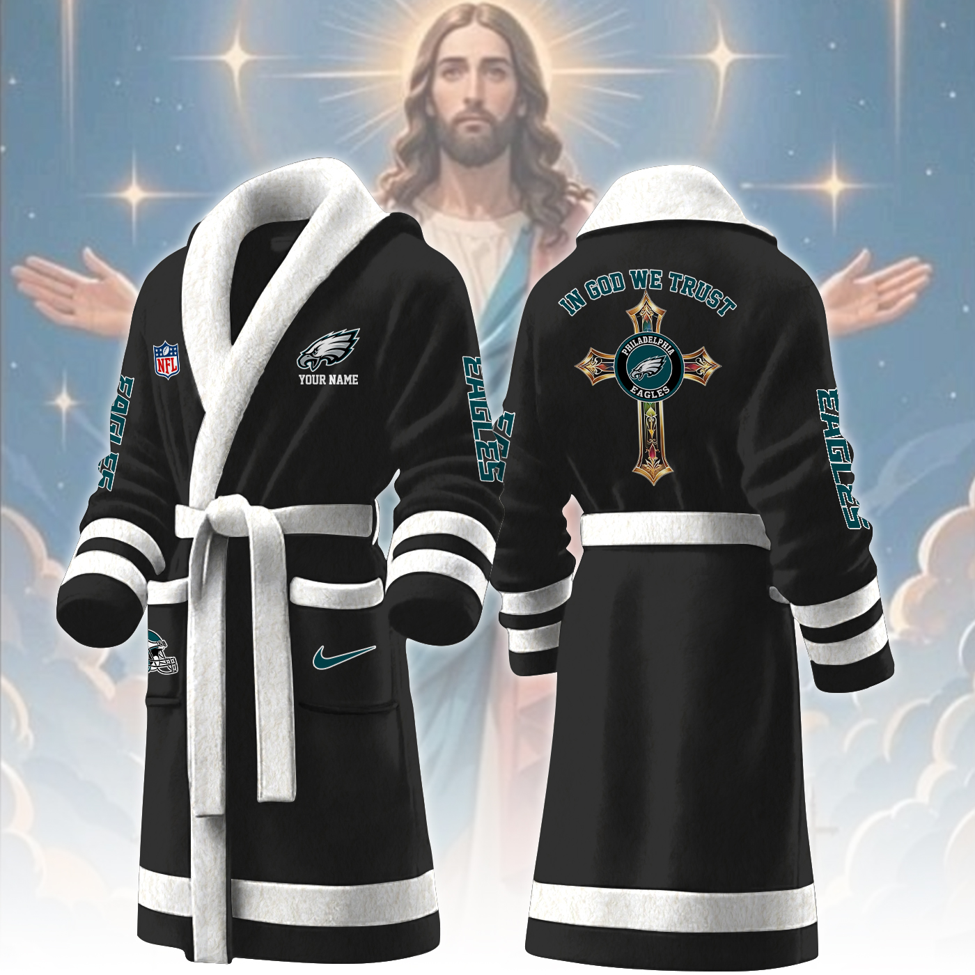 philadelphia eagles nfl personalized fleece bathrobe hzwnl