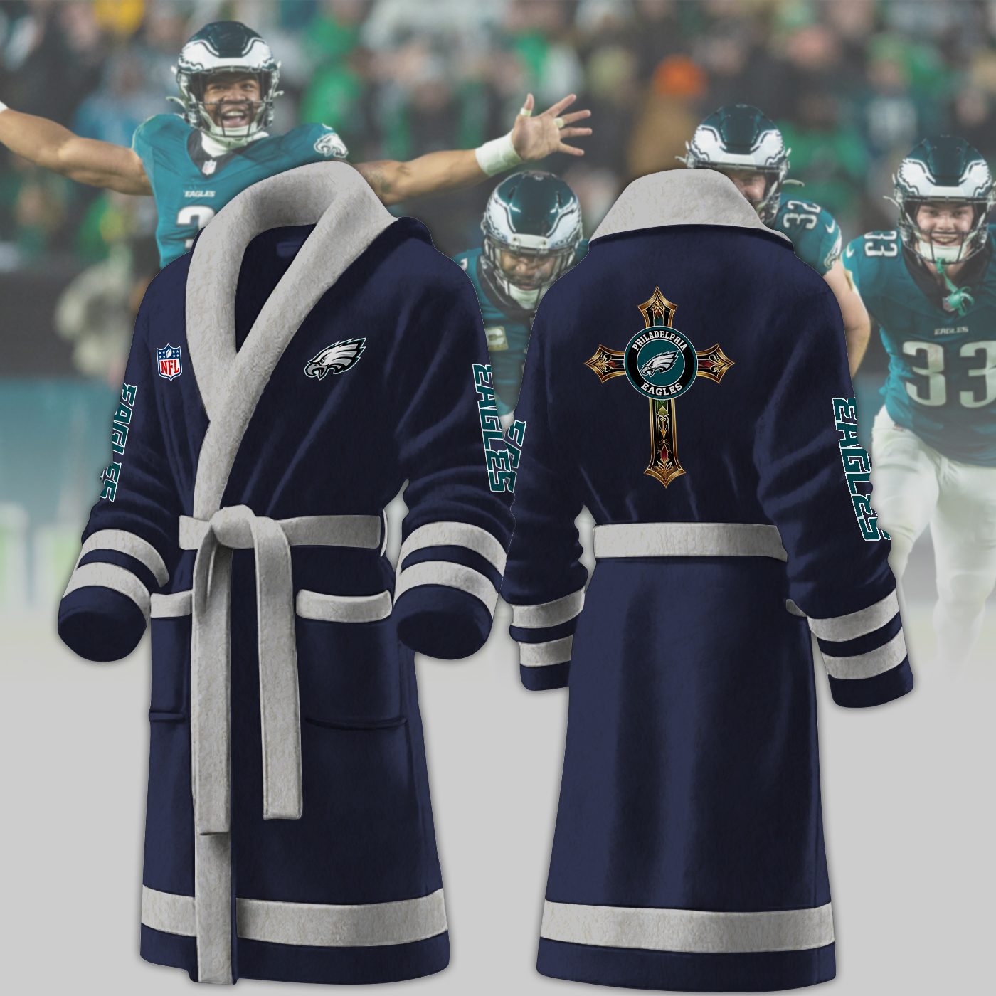 philadelphia eagles nfl personalized fleece bathrobe ifukk