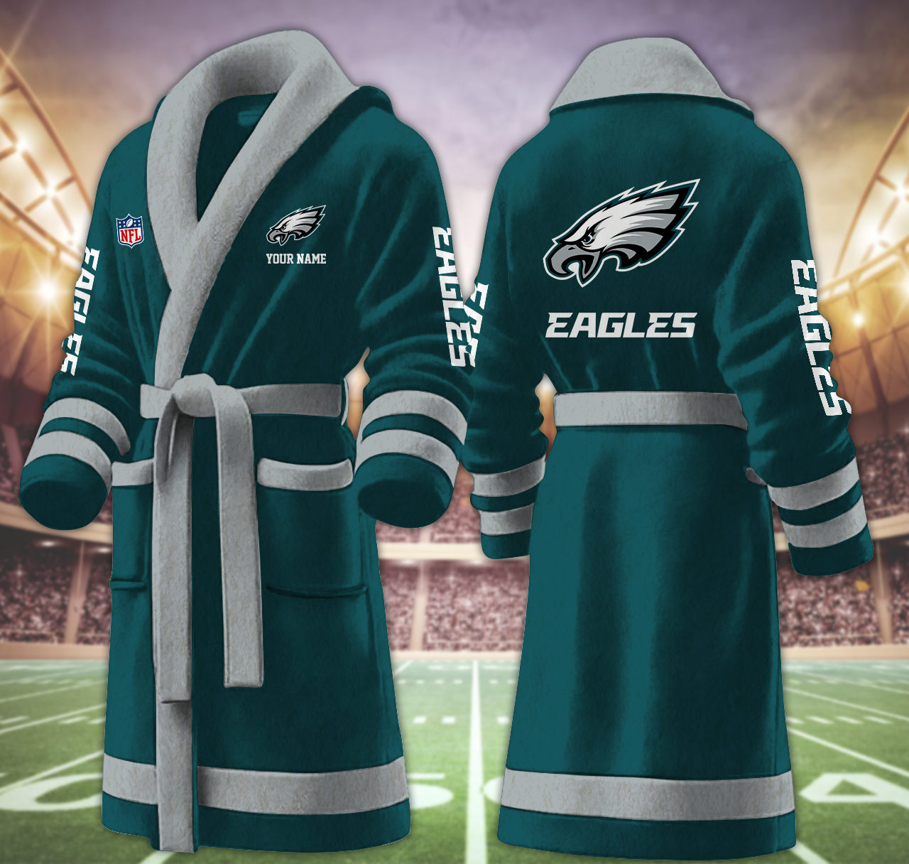 philadelphia eagles nfl personalized fleece bathrobe tzp6e