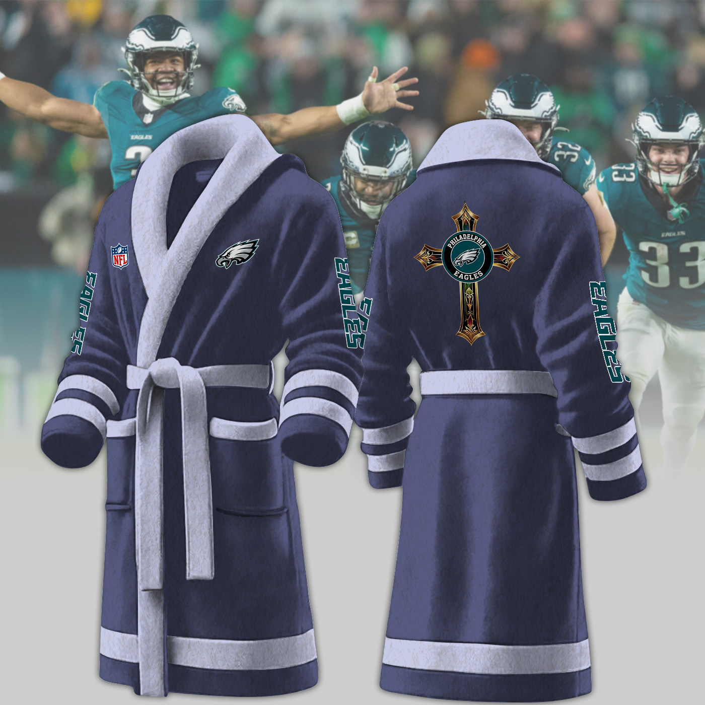 philadelphia eagles nfl personalized fleece bathrobe w85rw