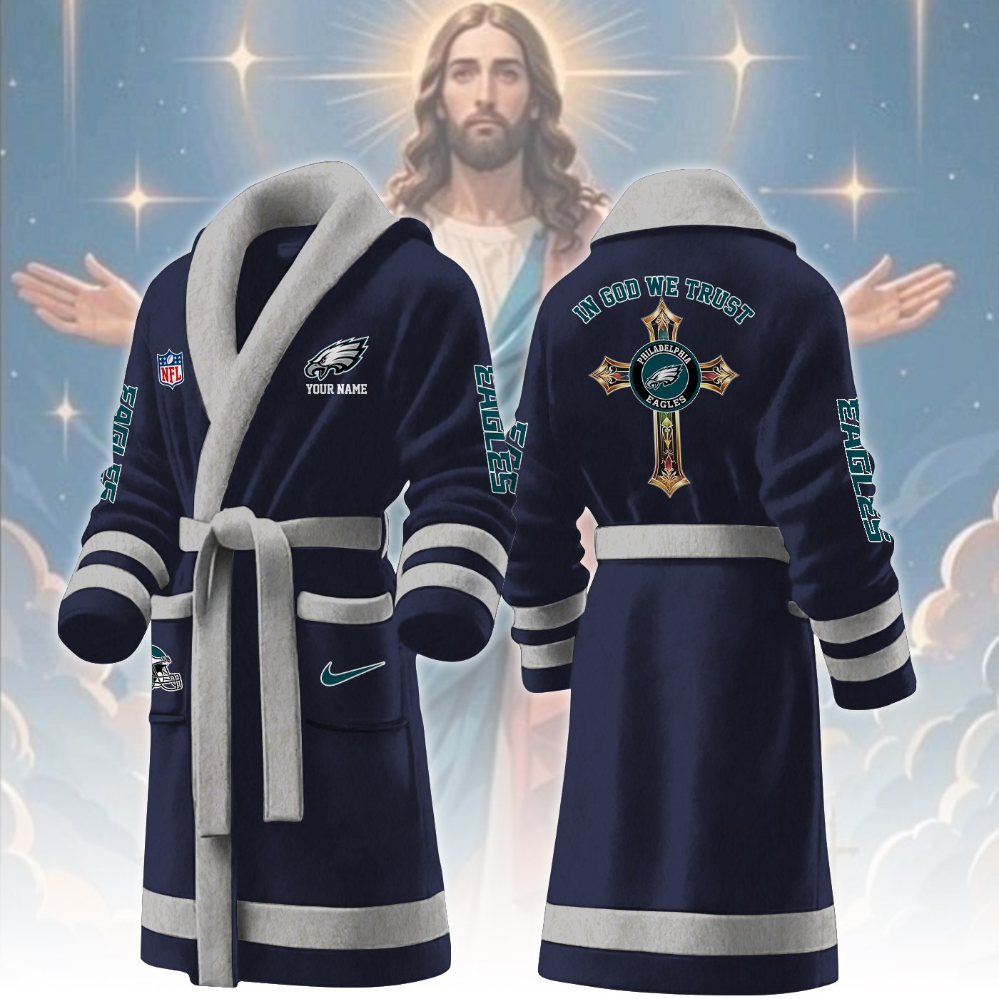 philadelphia eagles nfl personalized fleece bathrobe wg6yz