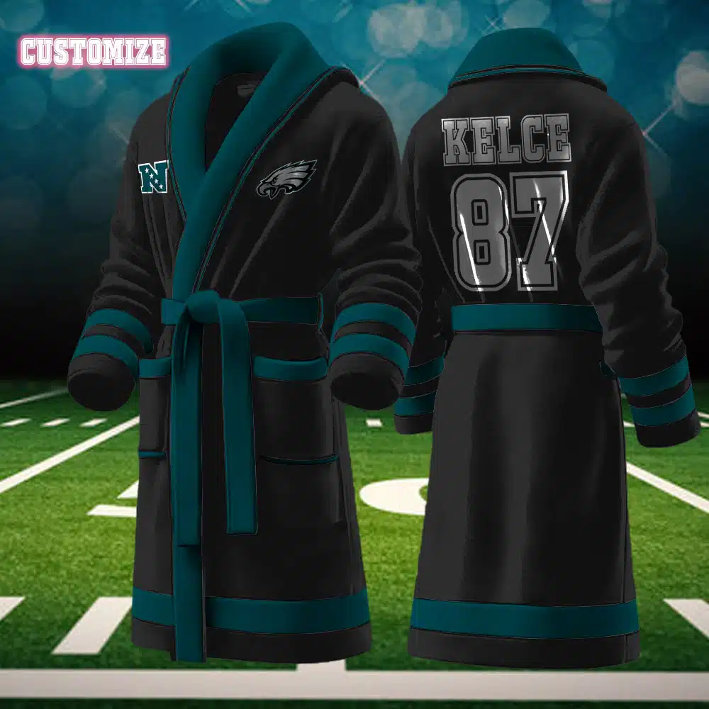 philadelphia eagles nfl personalized fleece bathrobe yknxn