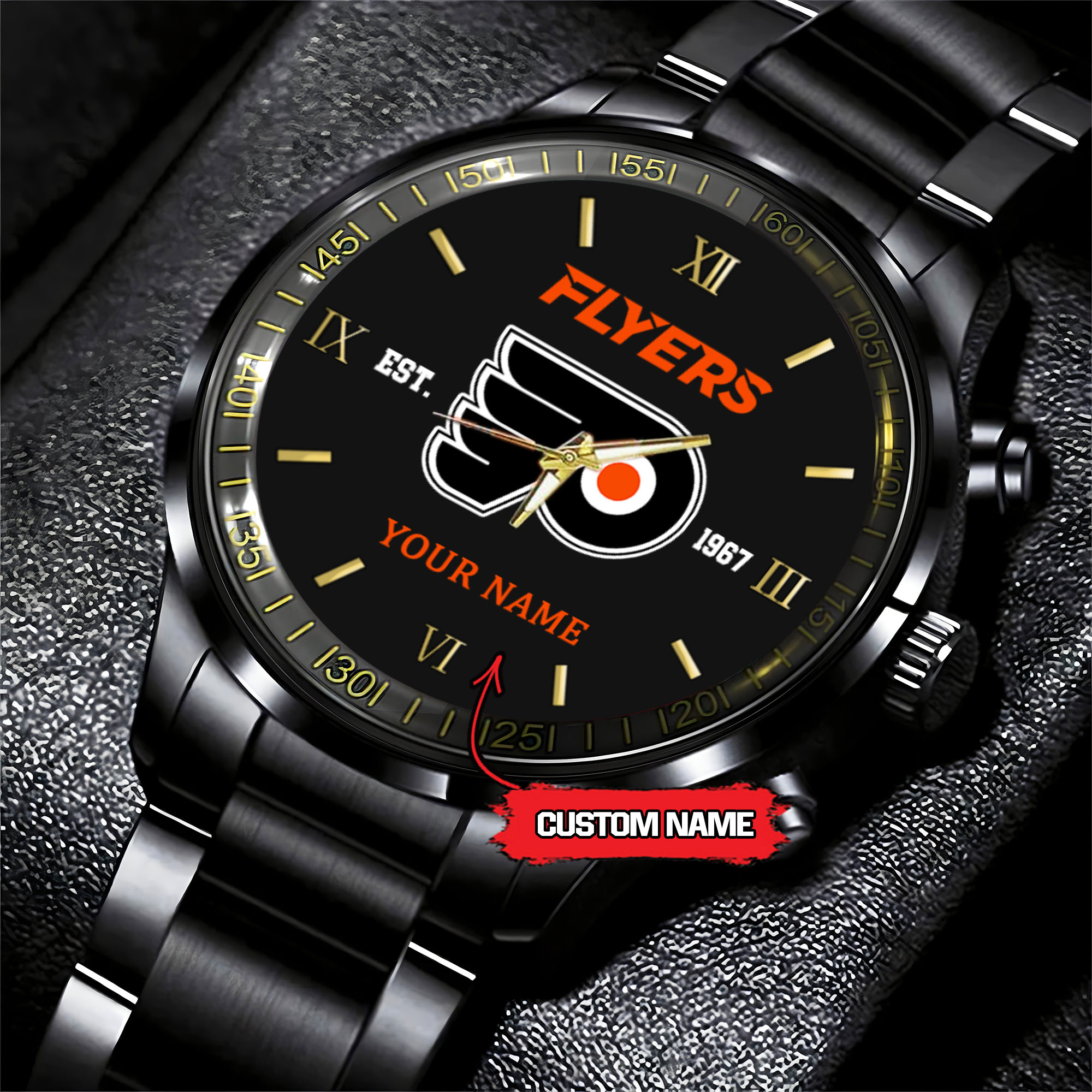 philadelphia flyers nhl hockey game time custom black fashion watch ldo0d