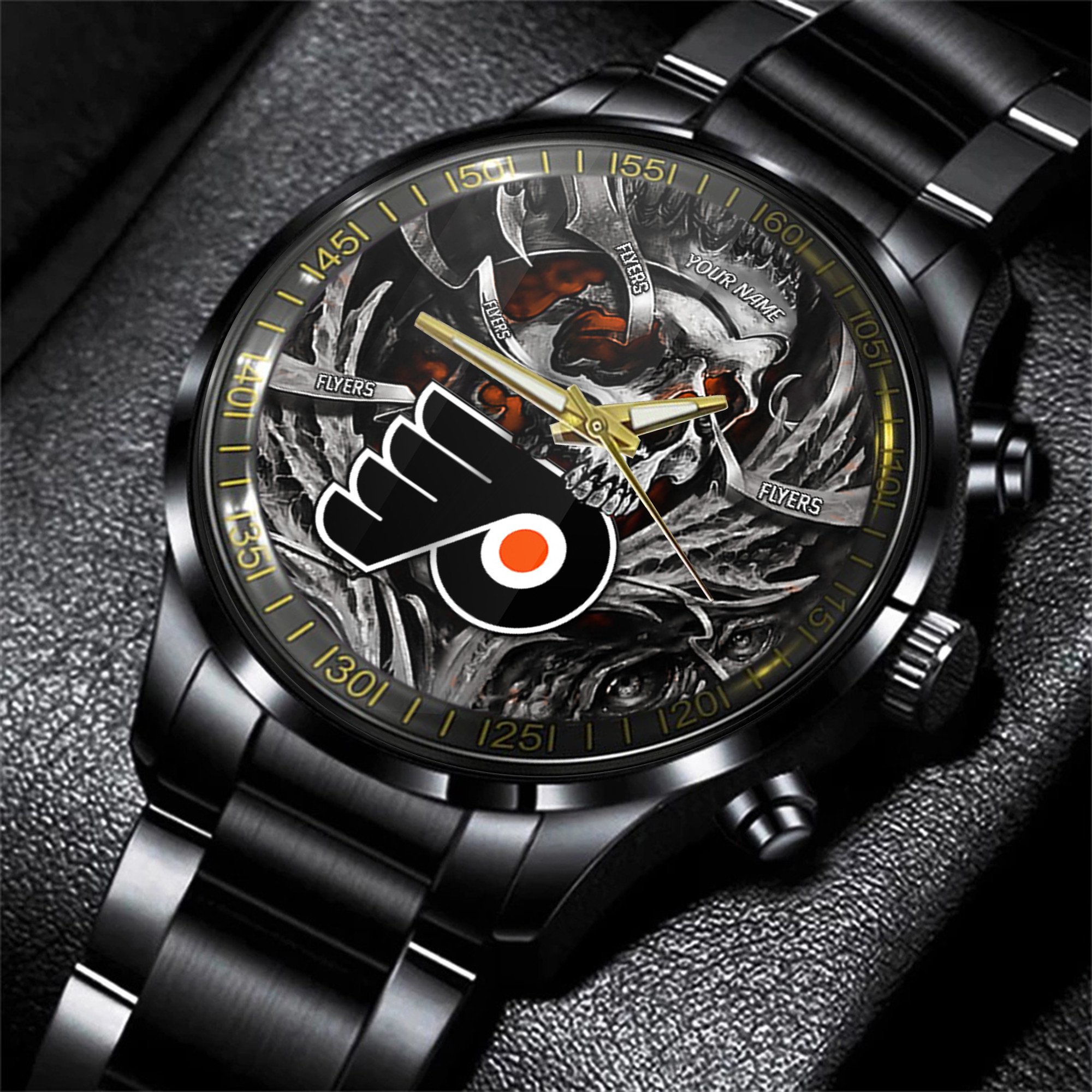 philadelphia flyers nhl skull personalized hand watch gift for fans xwdjj