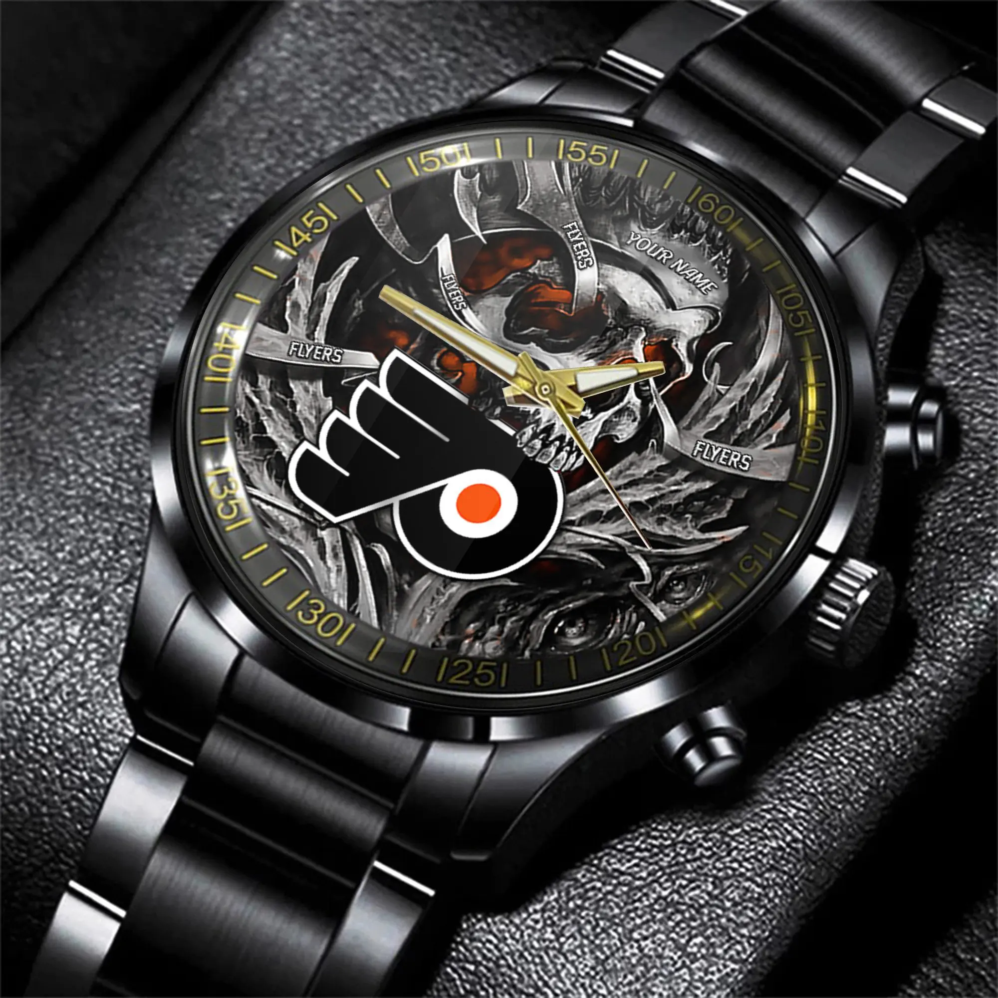 philadelphia flyers nhl skull personalized hand watch gift for fans xwdjj