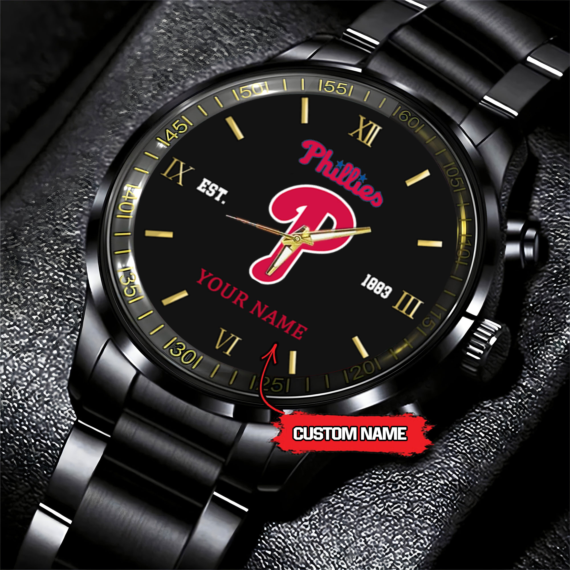philadelphia phillies mlb black fashion watch custom your name 4ppno