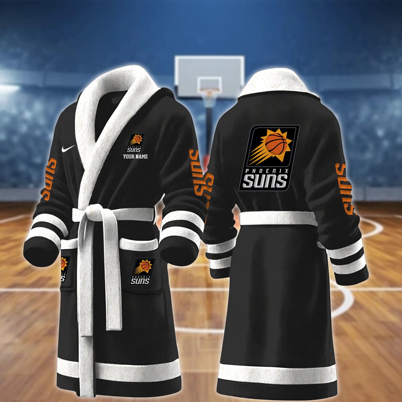 phoenix suns nba personalized fleece bathrobe dxwwx
