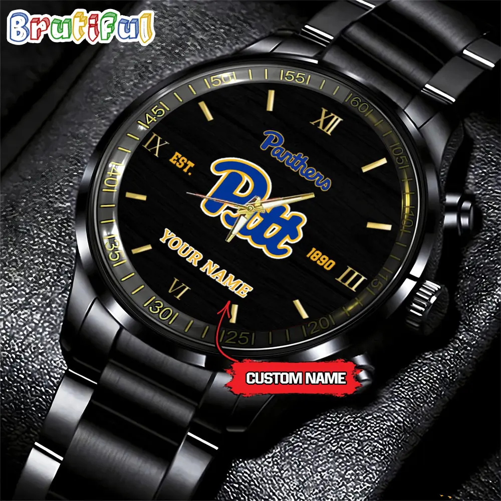 pittsburgh panthers ncaa personalized black fashion watch football watch for fans gmd0d