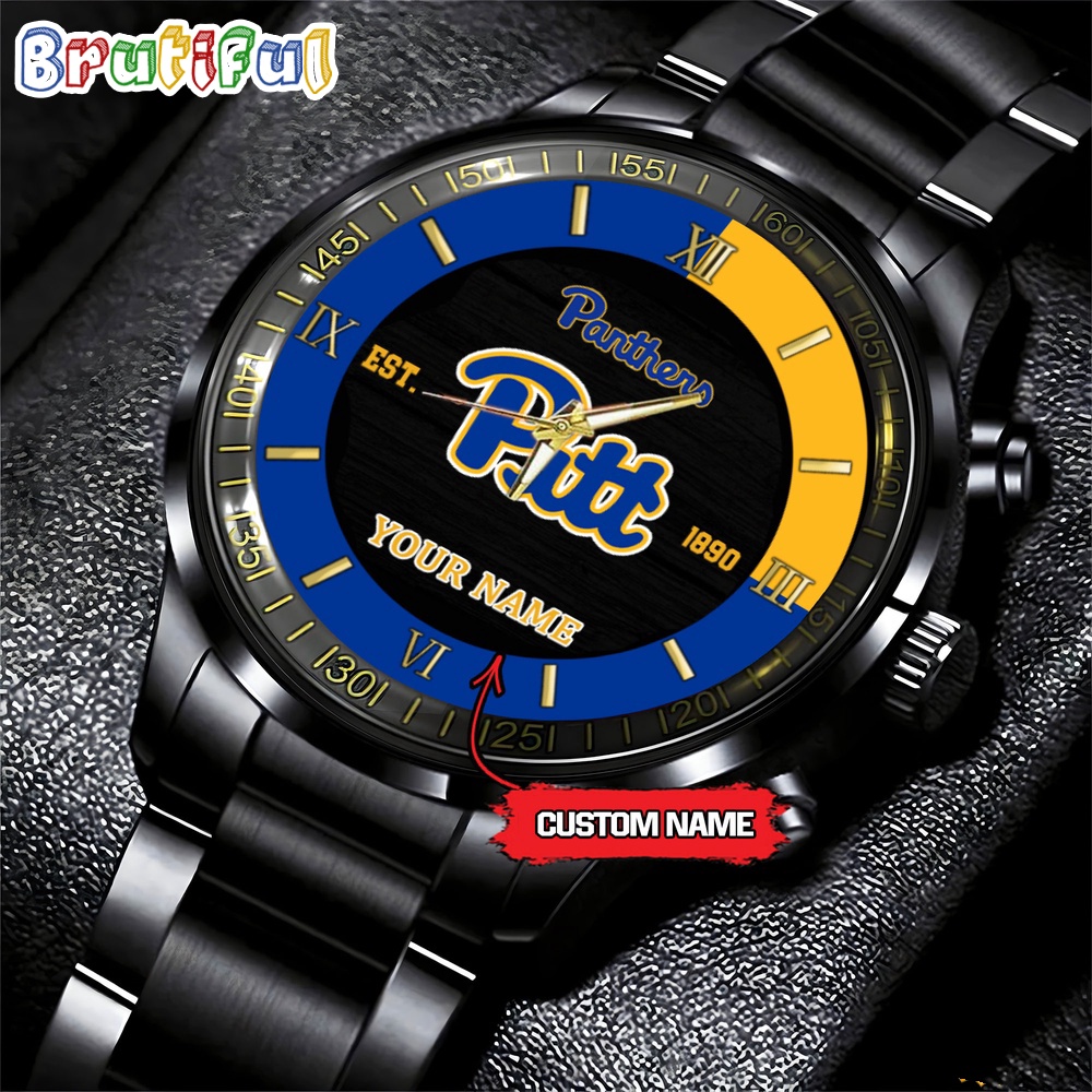 pittsburgh panthers ncaa personalized black hand watch for fans 4cnox