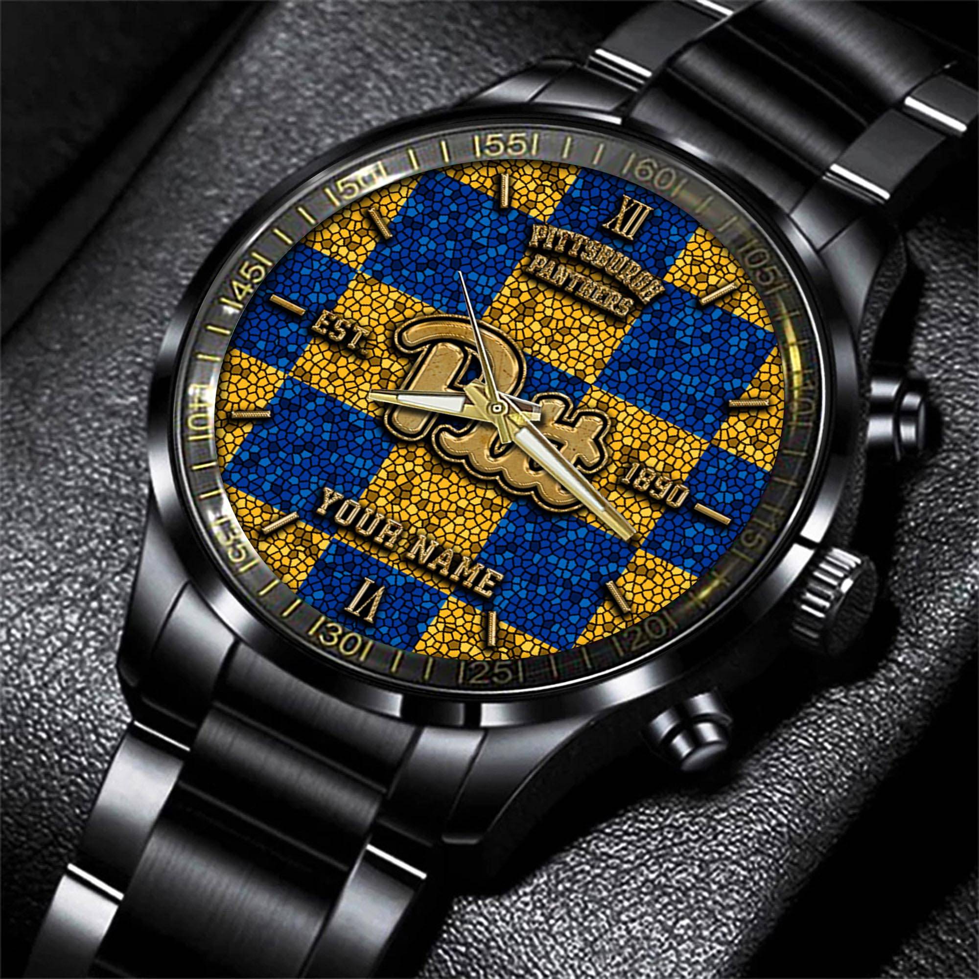 pittsburgh panthers ncaa personalized black new hand watch gifts for fans ivexs