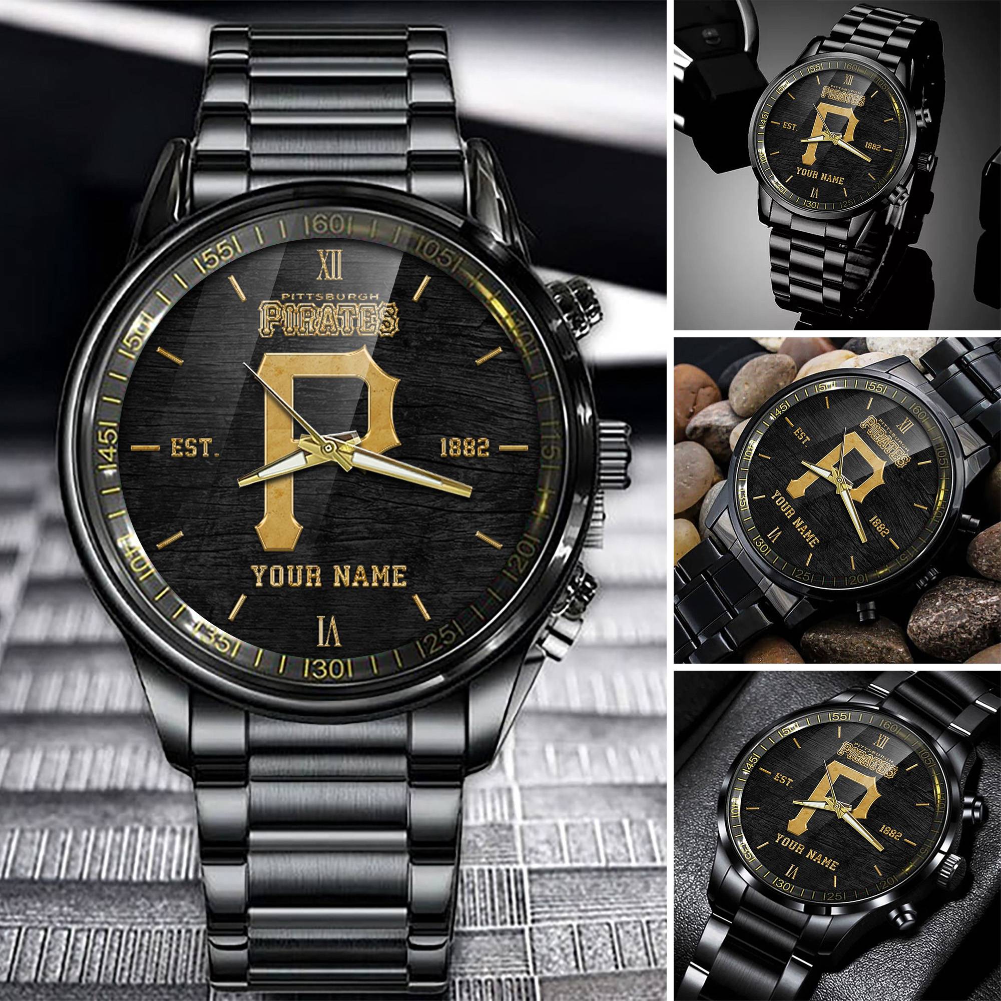 pittsburgh pirates mlb black fashion watch custom your name erqai