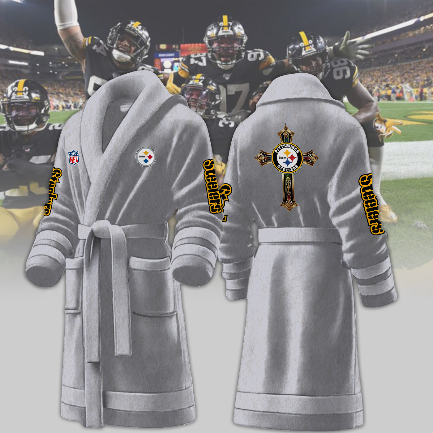 pittsburgh steelers nfl personalized fleece bathrobe 0r105