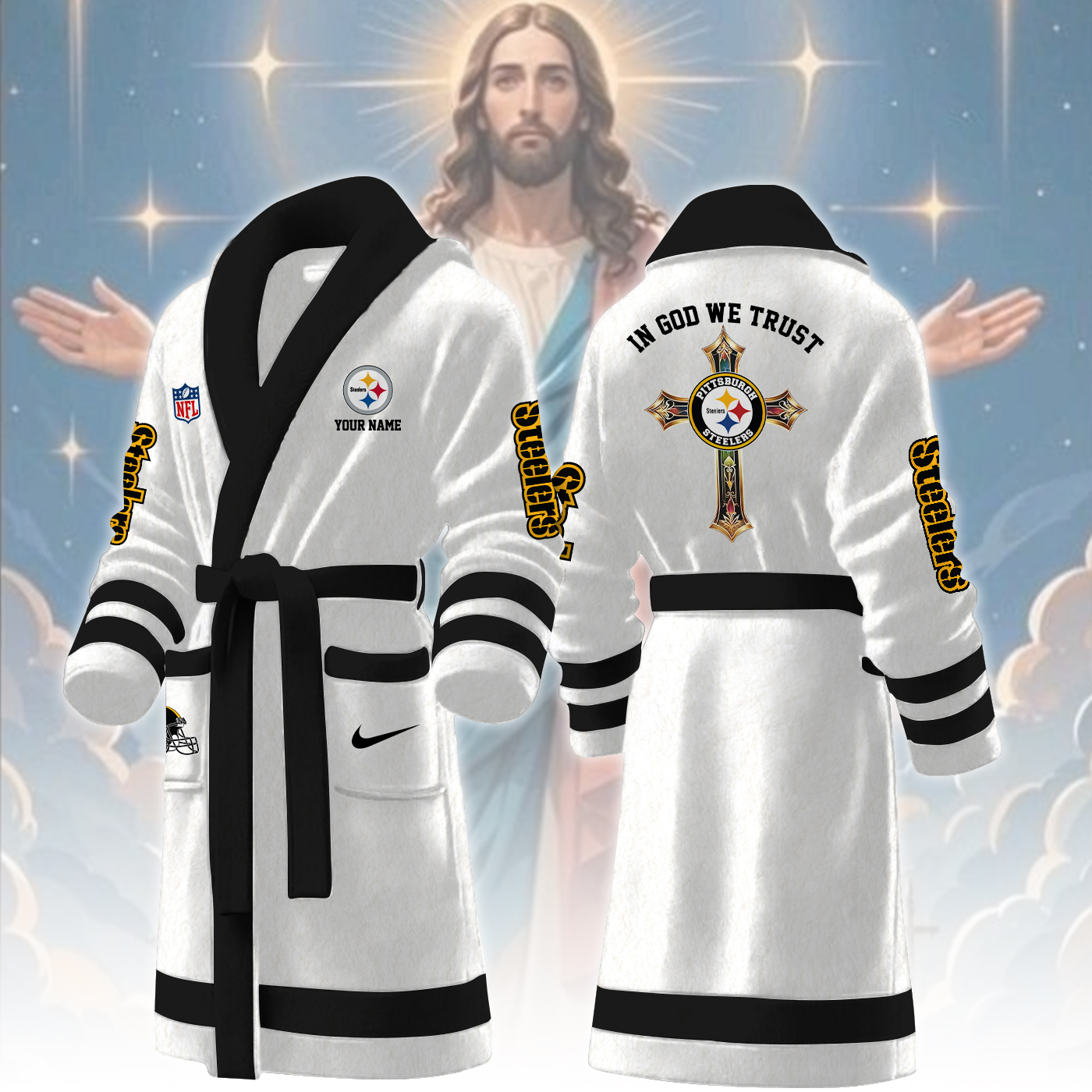 pittsburgh steelers nfl personalized fleece bathrobe 3khkz