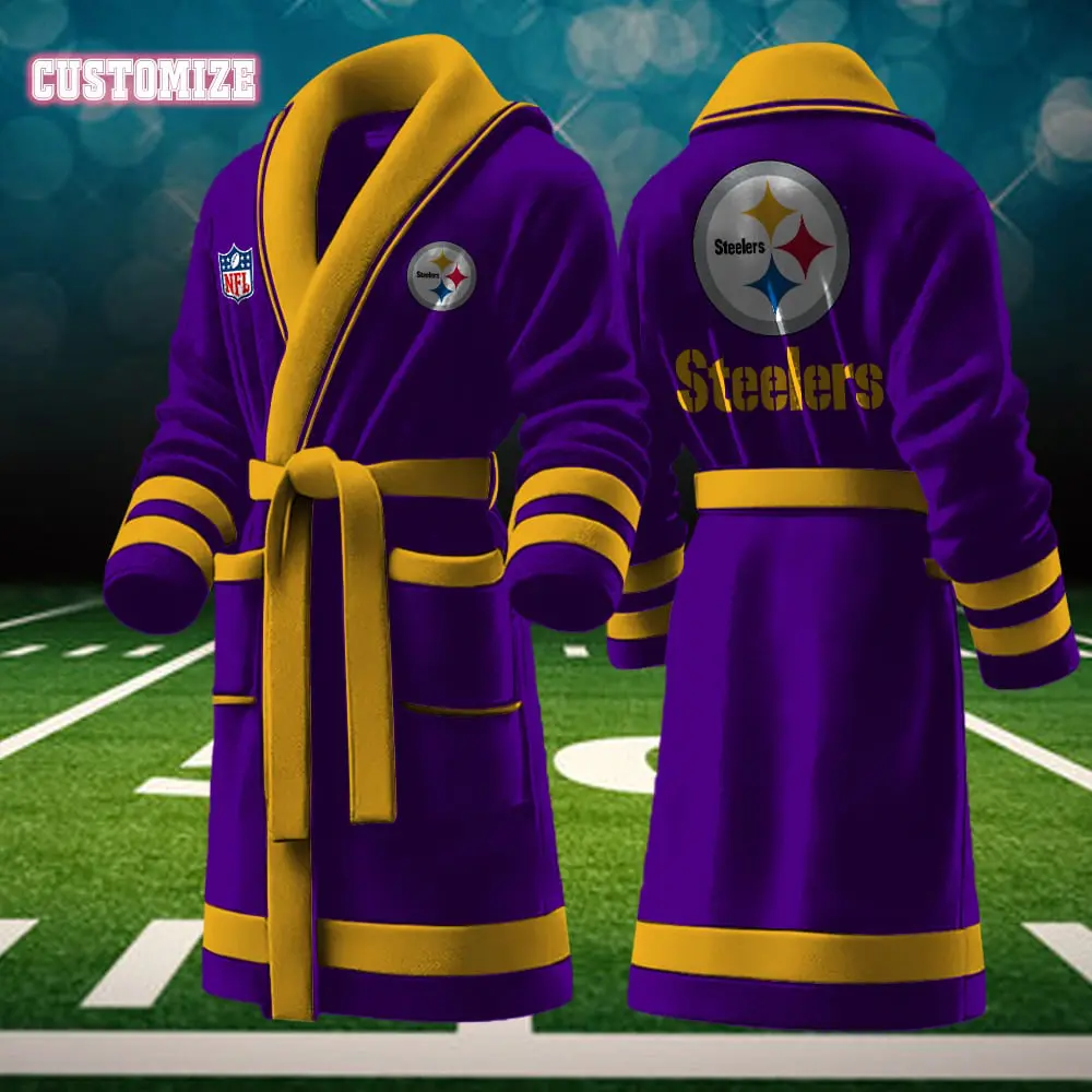 pittsburgh steelers nfl personalized fleece bathrobe 6w7wi