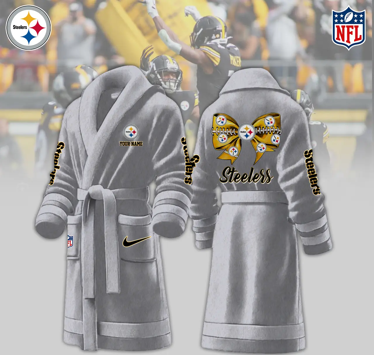 pittsburgh steelers nfl personalized fleece bathrobe 9o2is