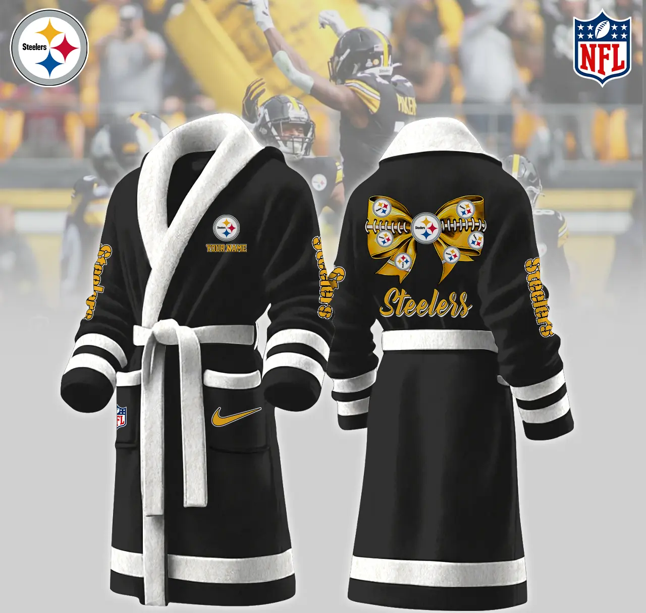 pittsburgh steelers nfl personalized fleece bathrobe c79qs