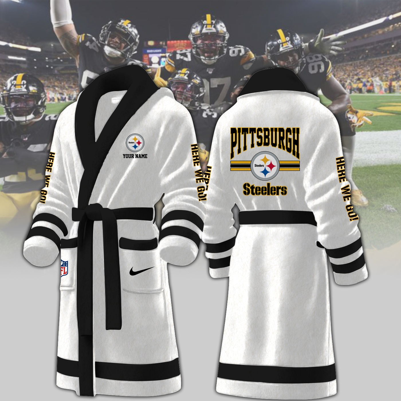 pittsburgh steelers nfl personalized fleece bathrobe c8pjk