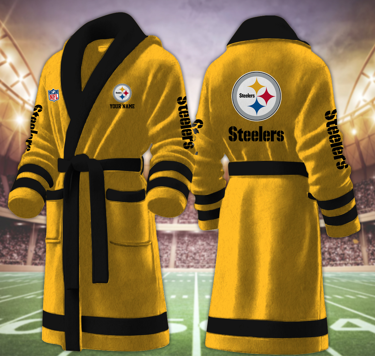 pittsburgh steelers nfl personalized fleece bathrobe cjlhm