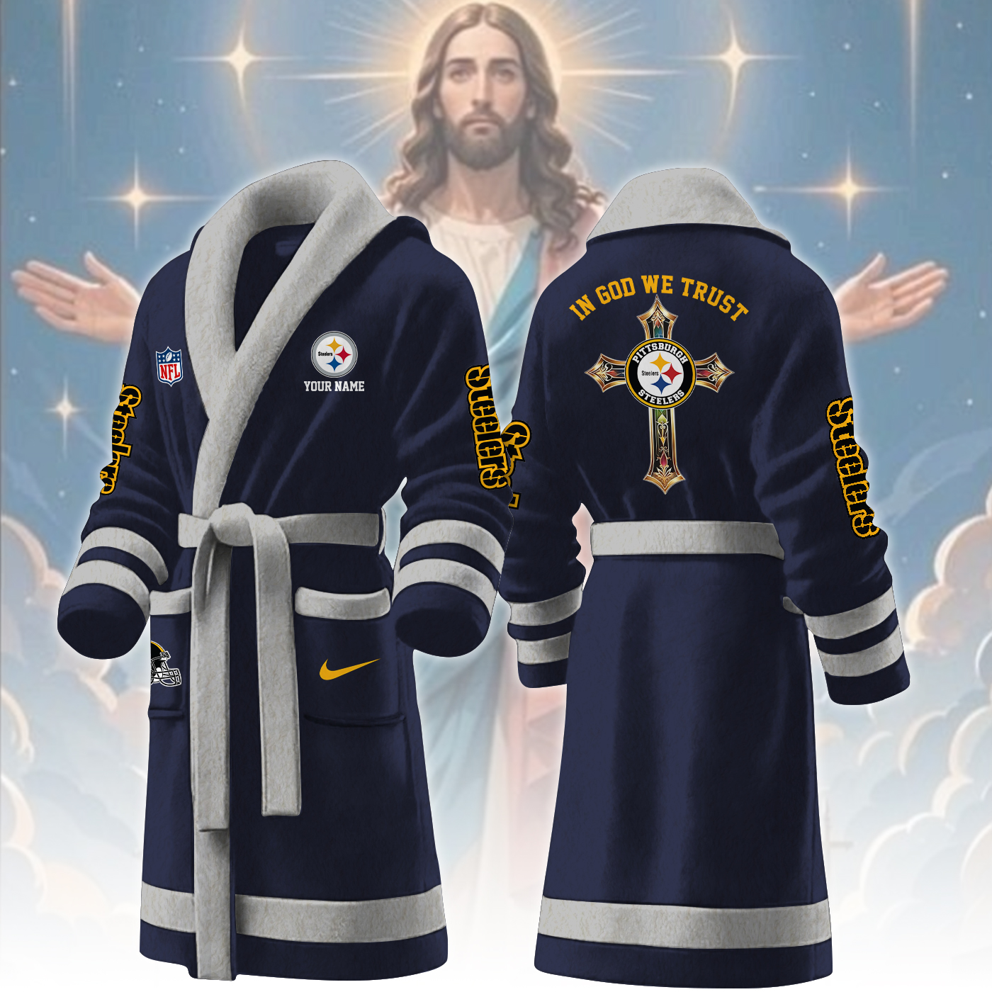 pittsburgh steelers nfl personalized fleece bathrobe iqtkf