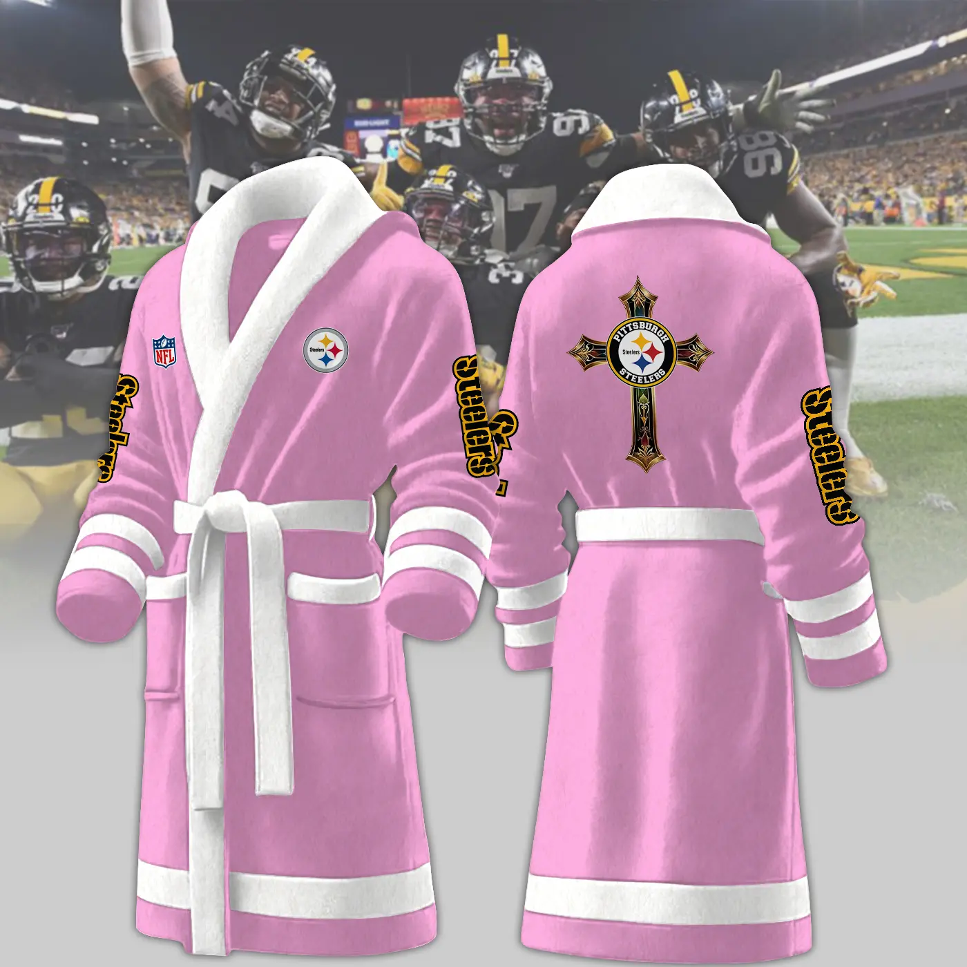 pittsburgh steelers nfl personalized fleece bathrobe sgi4o