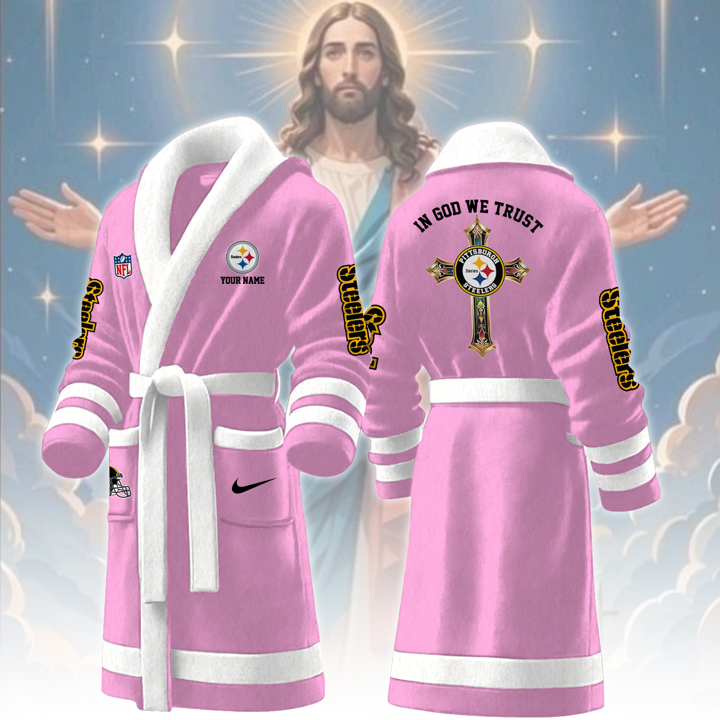 pittsburgh steelers nfl personalized fleece bathrobe tbab7