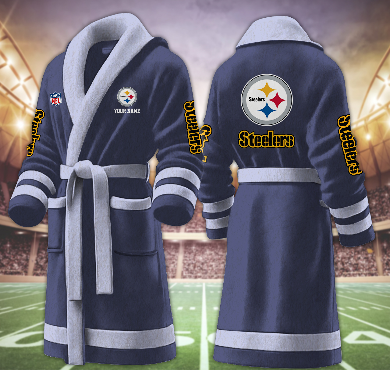 pittsburgh steelers nfl personalized fleece bathrobe tmgcb