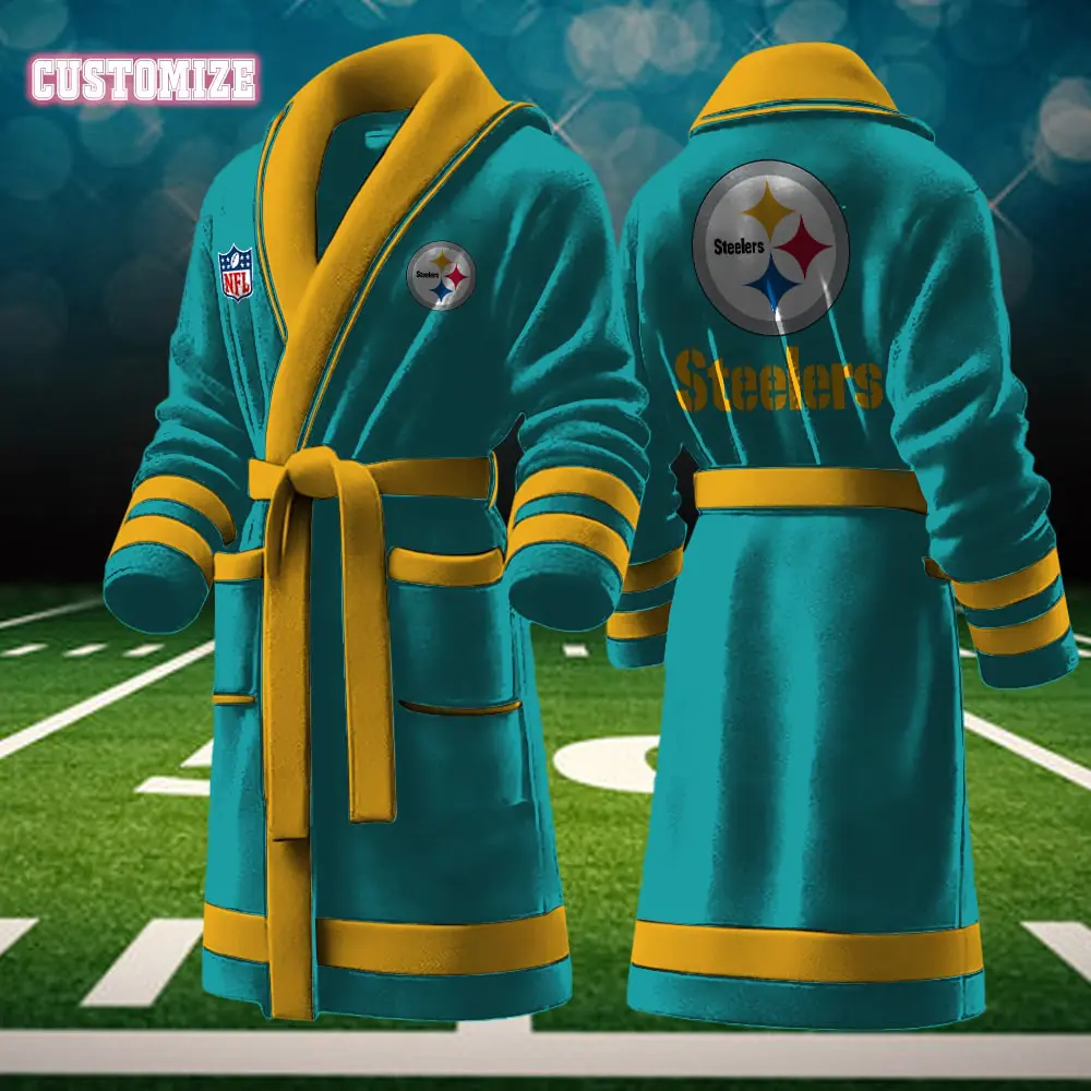 pittsburgh steelers nfl personalized fleece bathrobe tp7wo