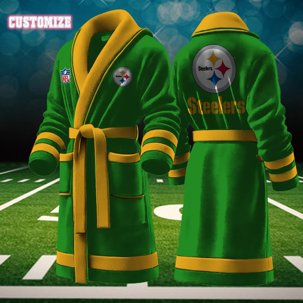 pittsburgh steelers nfl personalized fleece bathrobe uplw8
