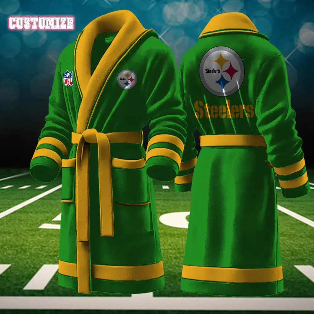 pittsburgh steelers nfl personalized fleece bathrobe uplw8
