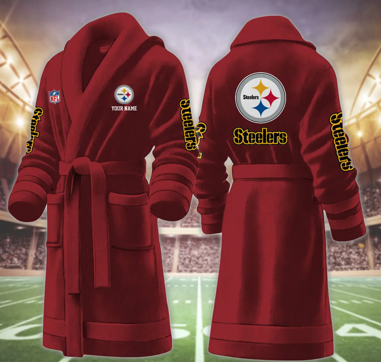 pittsburgh steelers nfl personalized fleece bathrobe w60kg