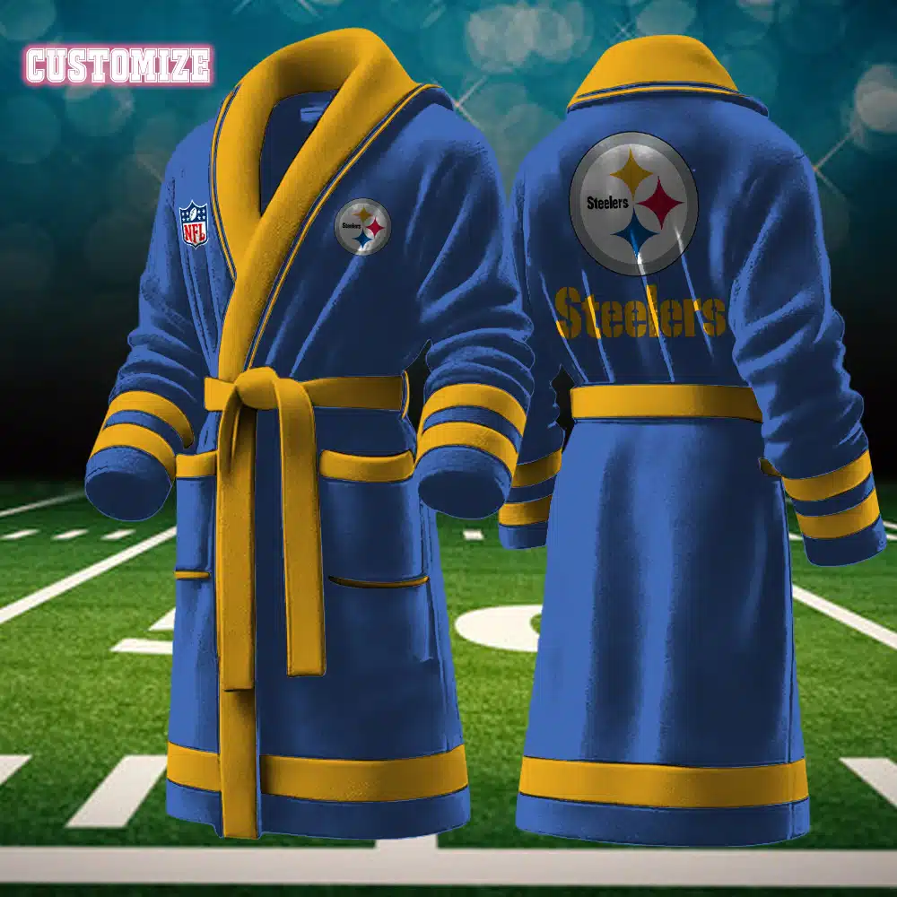 pittsburgh steelers nfl personalized fleece bathrobe whqof