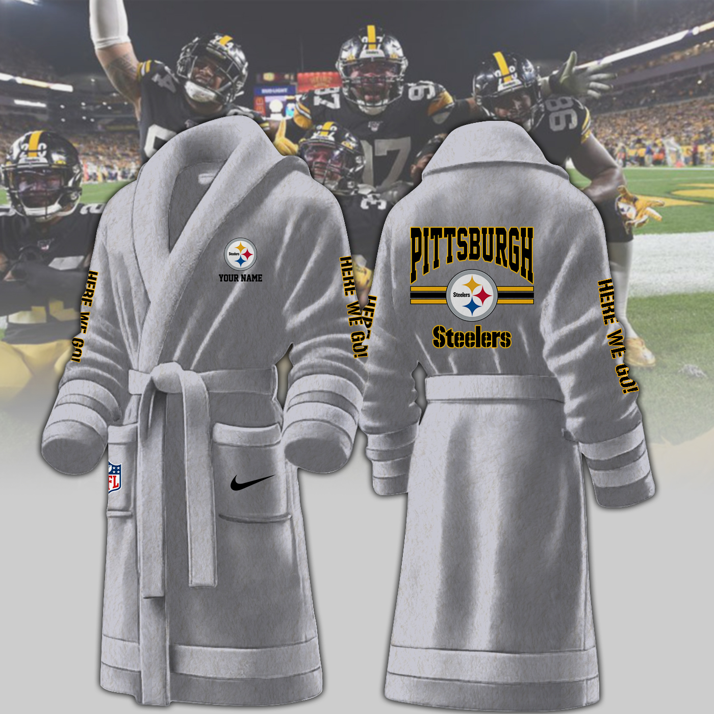 pittsburgh steelers nfl personalized fleece bathrobe wzkli