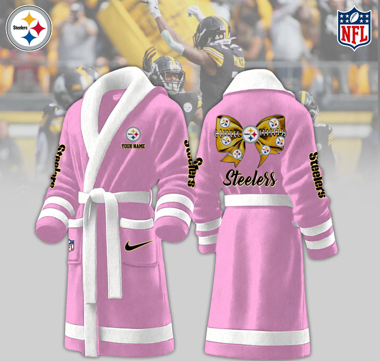 pittsburgh steelers nfl personalized fleece bathrobe xgtkr