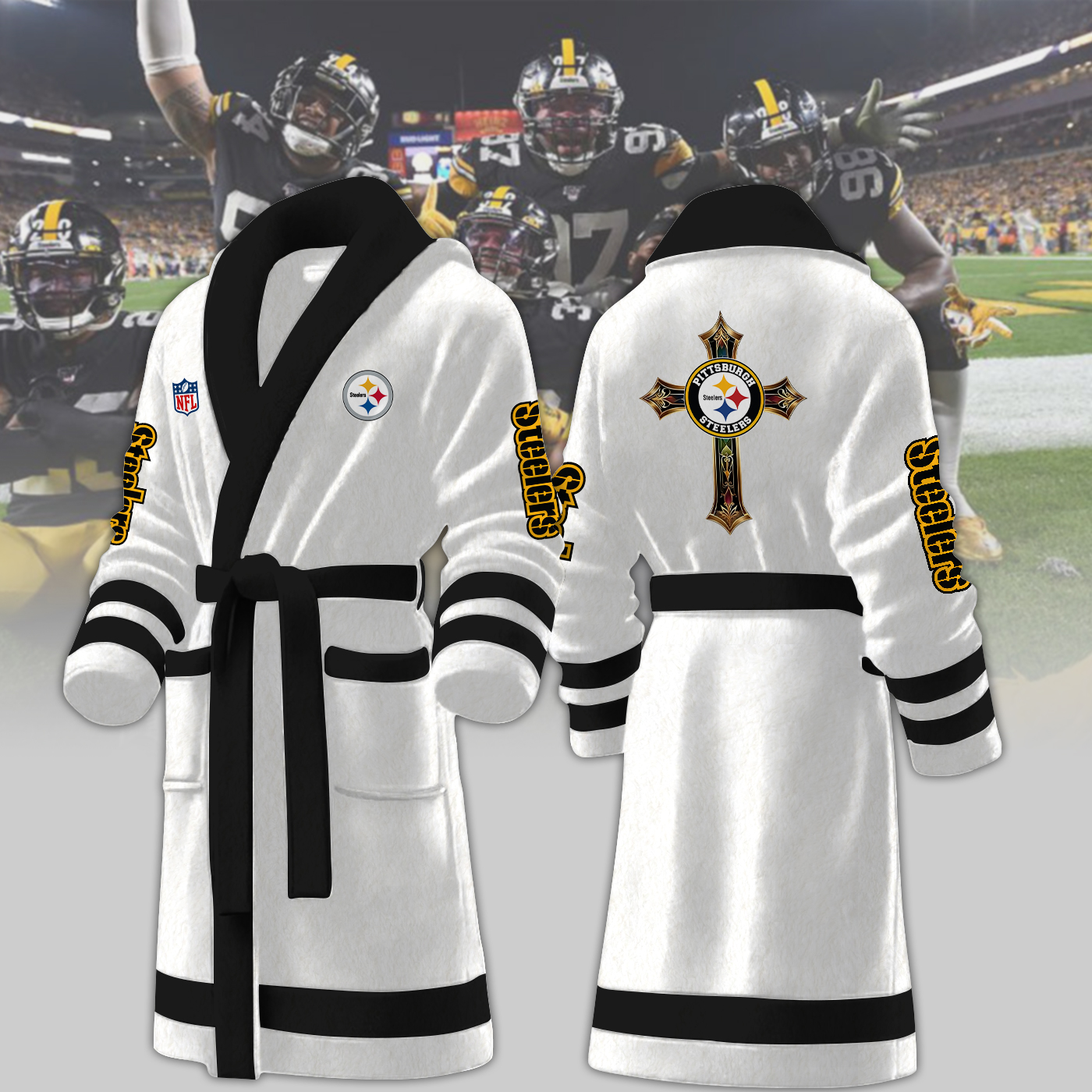 pittsburgh steelers nfl personalized fleece bathrobe yebpf