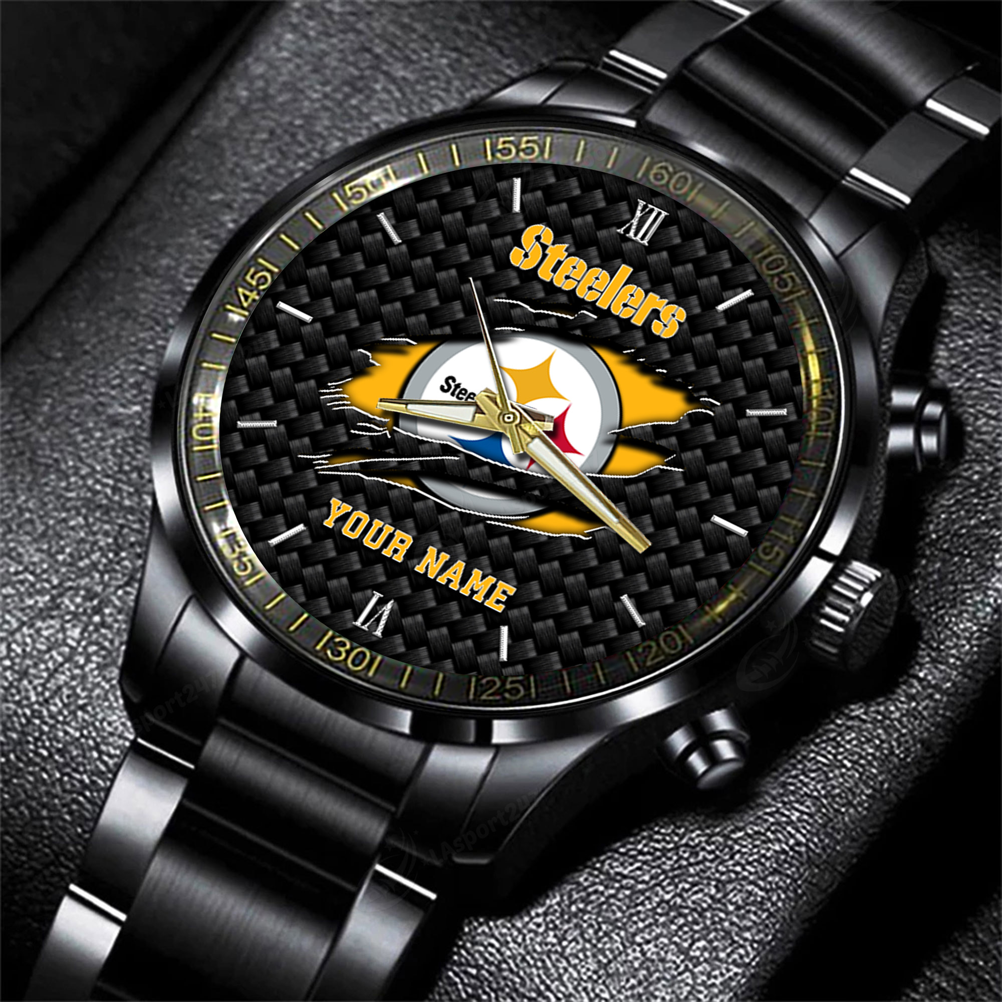 pittsburgh steelers nfl personalized sport black fashion watch ezuec