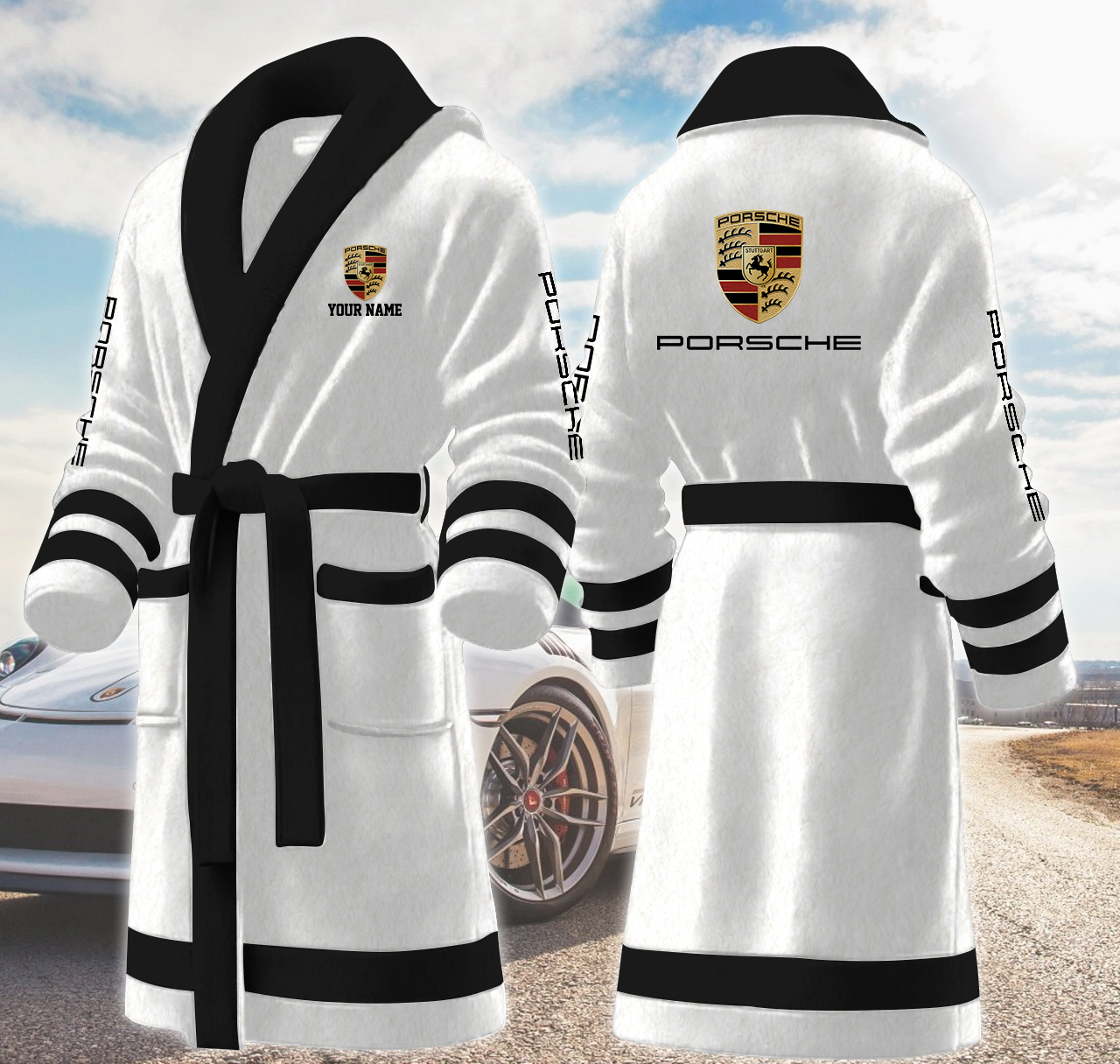 porsche motocycles personalized fleece bathrobe d2ru2