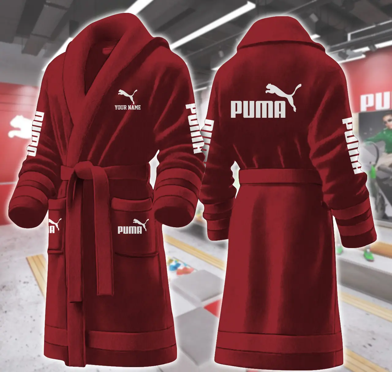 puma motocycles personalized fleece bathrobe 4jymv