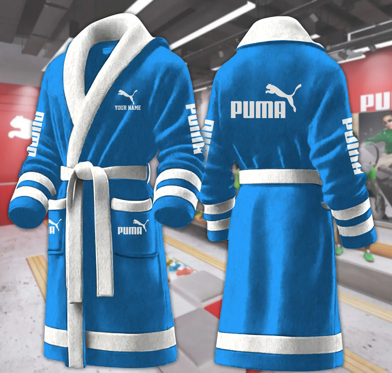 puma motocycles personalized fleece bathrobe eur6n