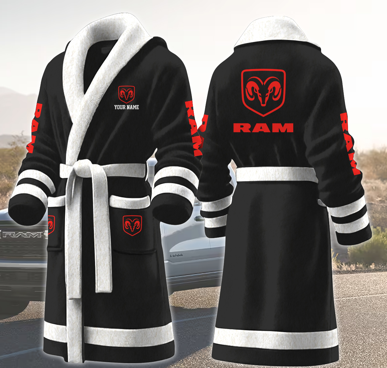 ram motocycles personalized fleece bathrobe hawfl