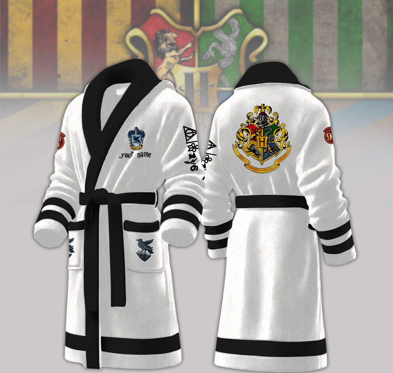 ravenclaw house harry potter personalized fleece bathrobe rsw7f
