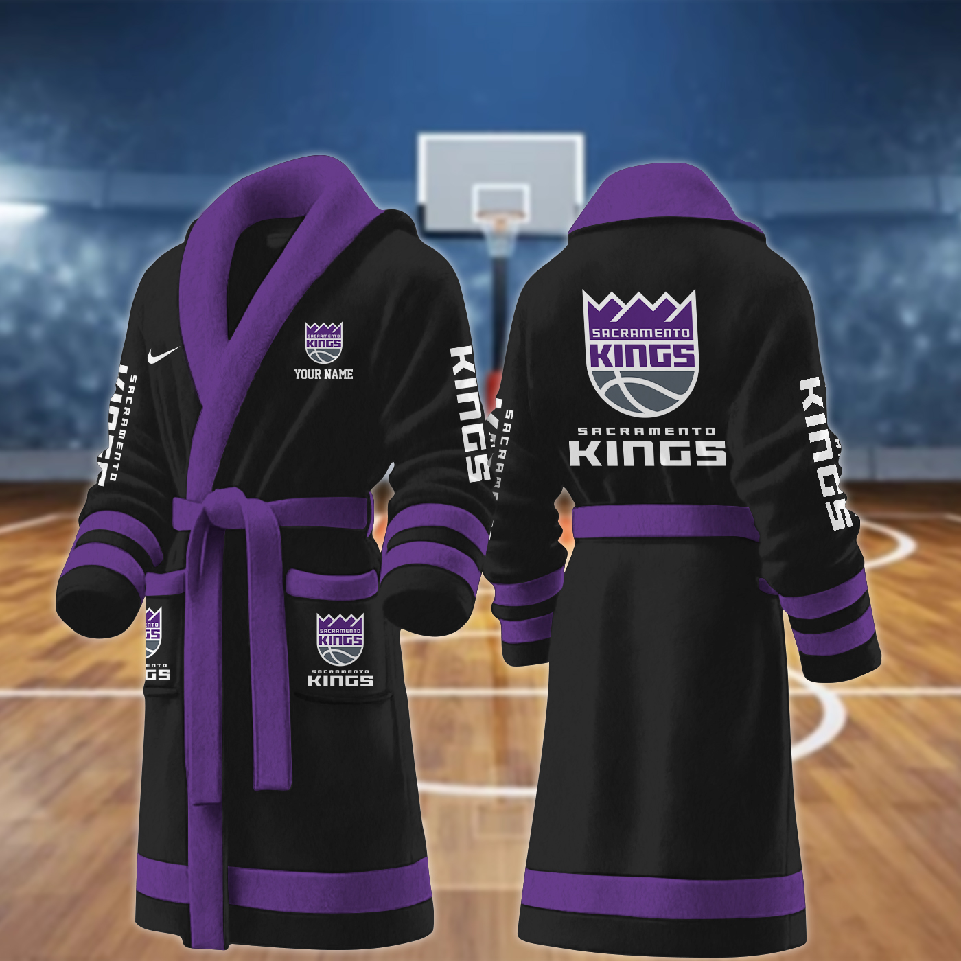 sacramento kings nba personalized fleece bathrobe dzjld