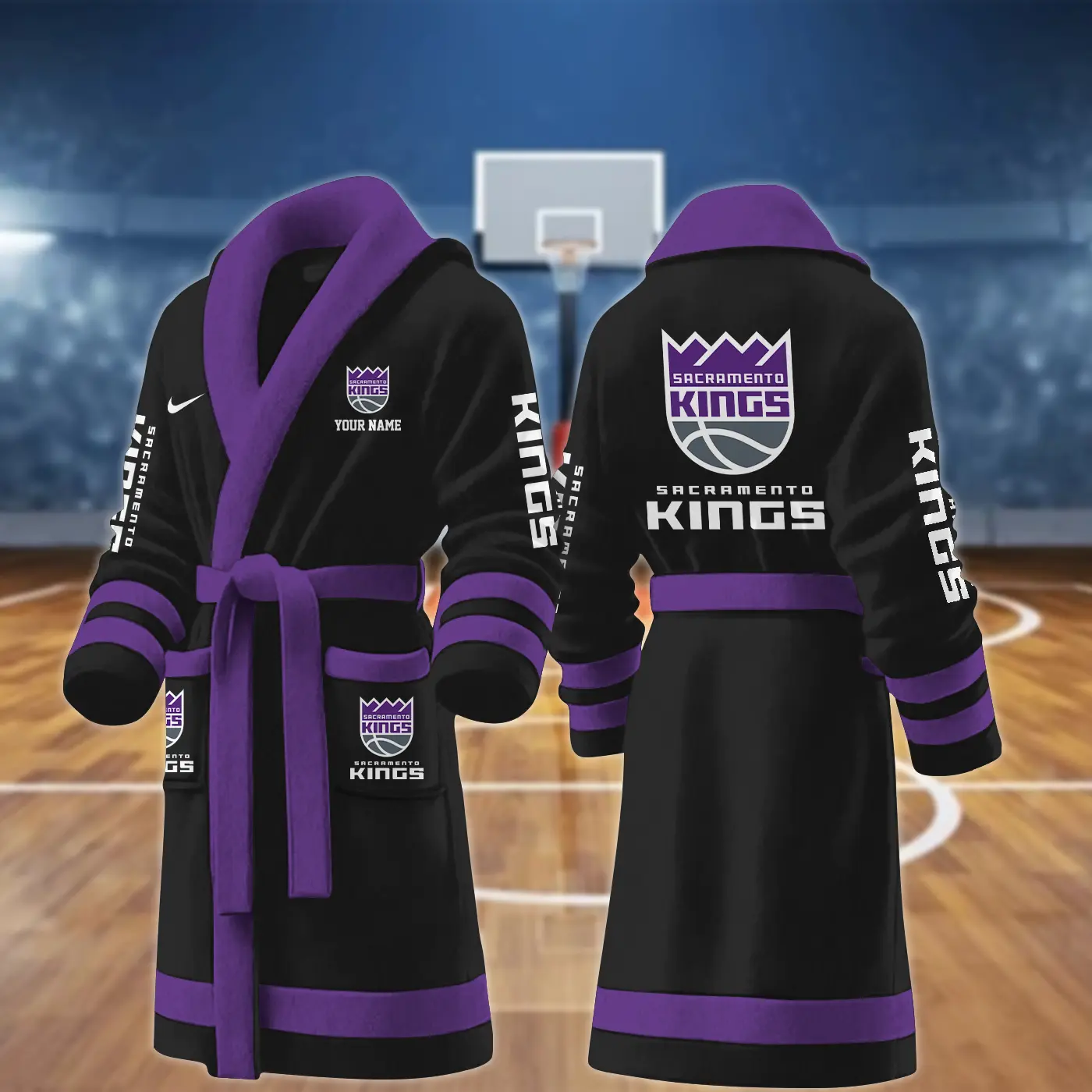 sacramento kings nba personalized fleece bathrobe dzjld