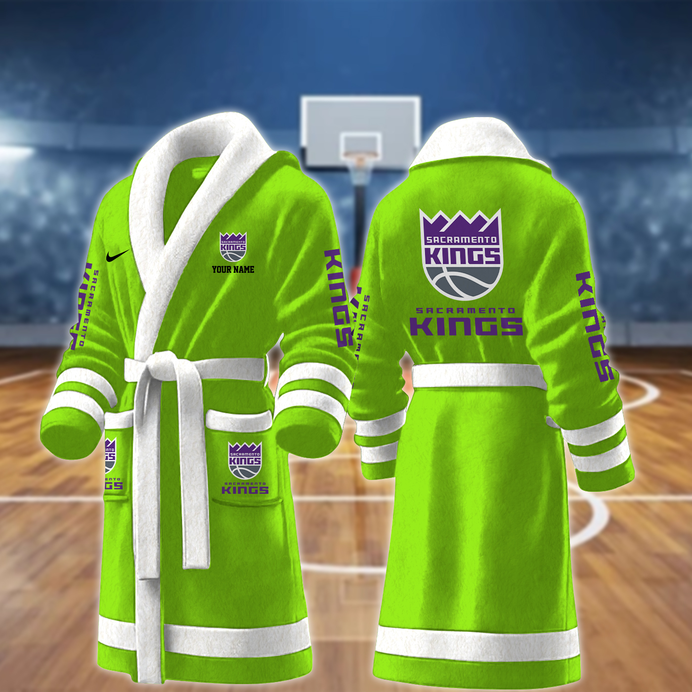 sacramento kings nba personalized fleece bathrobe gphzd