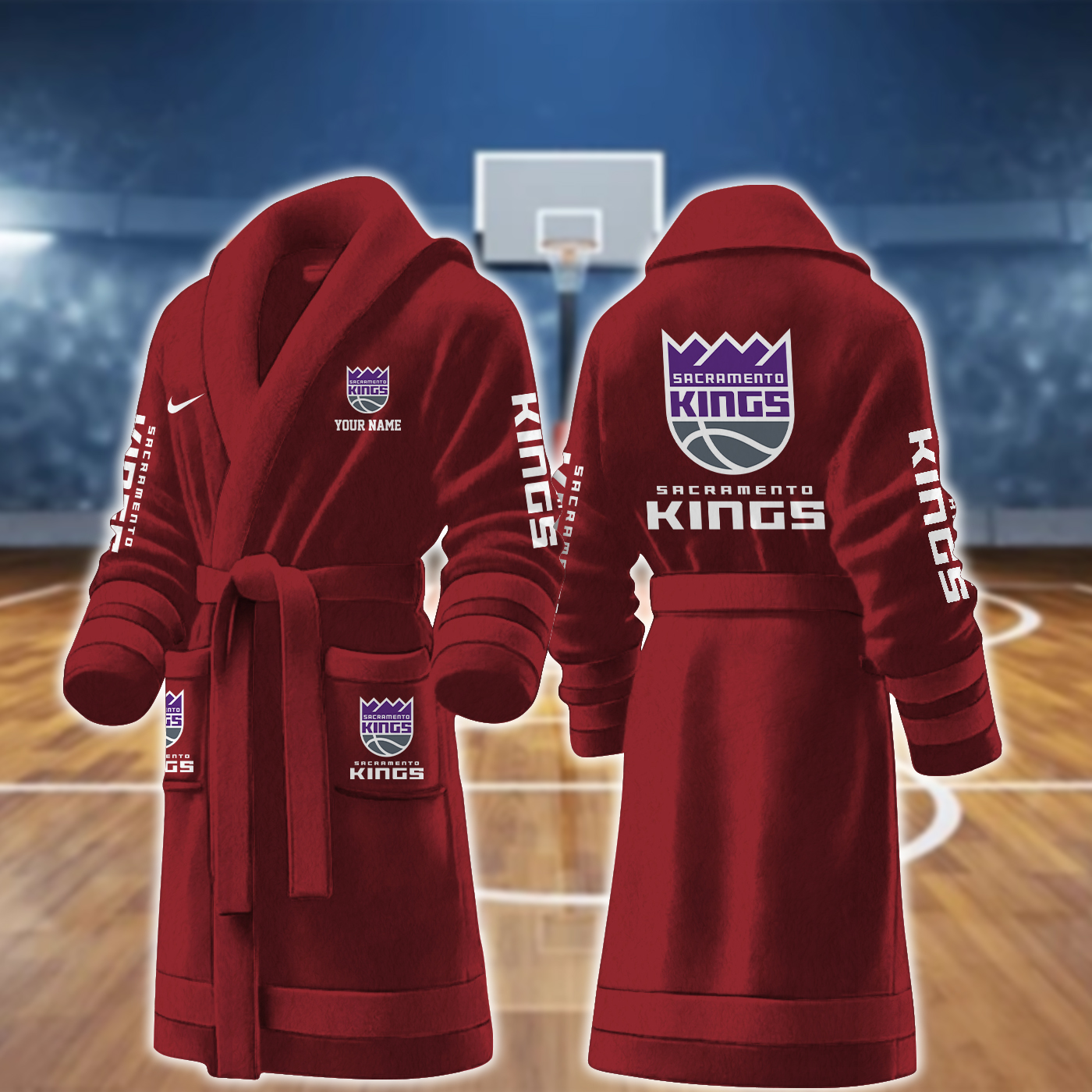 sacramento kings nba personalized fleece bathrobe ttun8