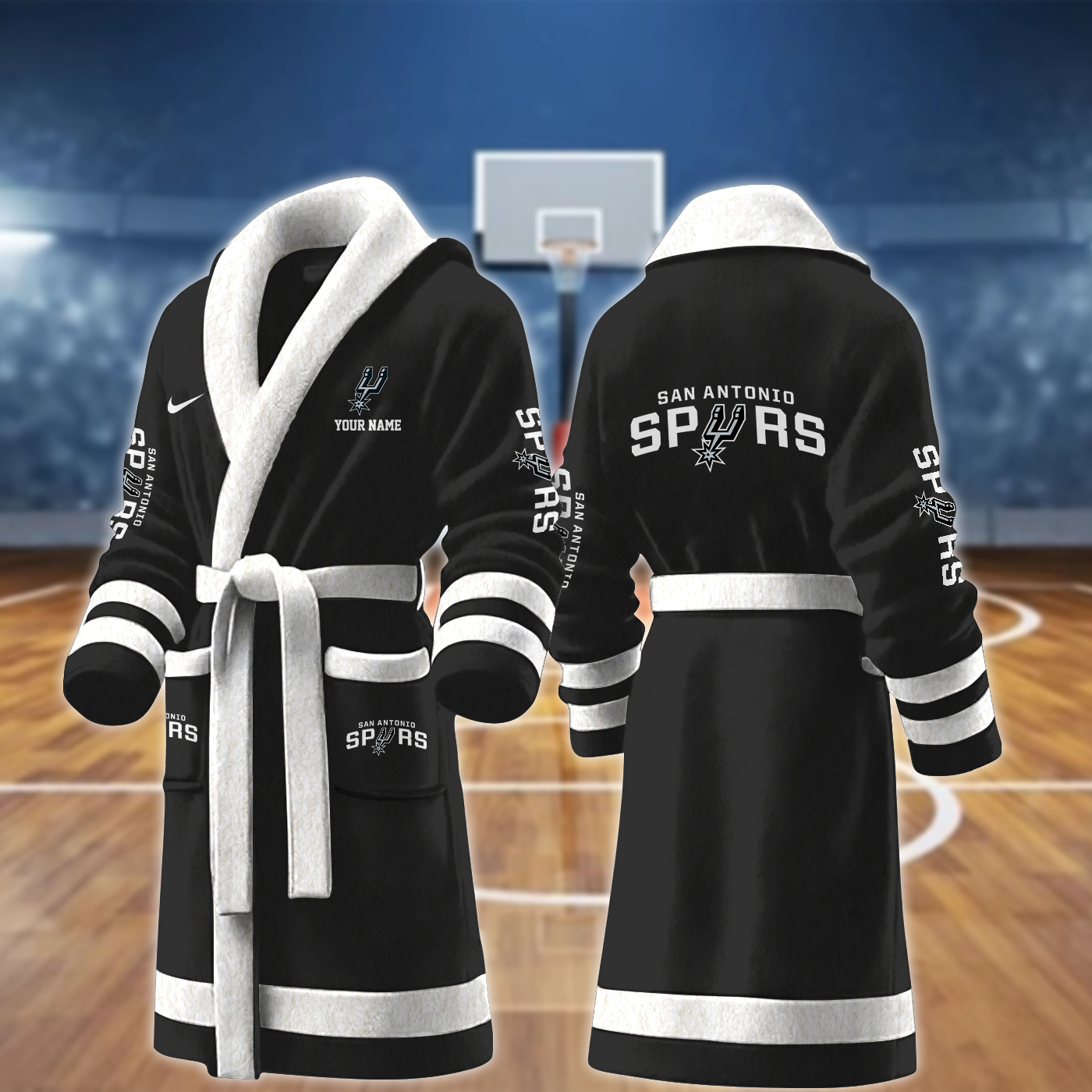 san antonio spurs nba personalized fleece bathrobe aplp7