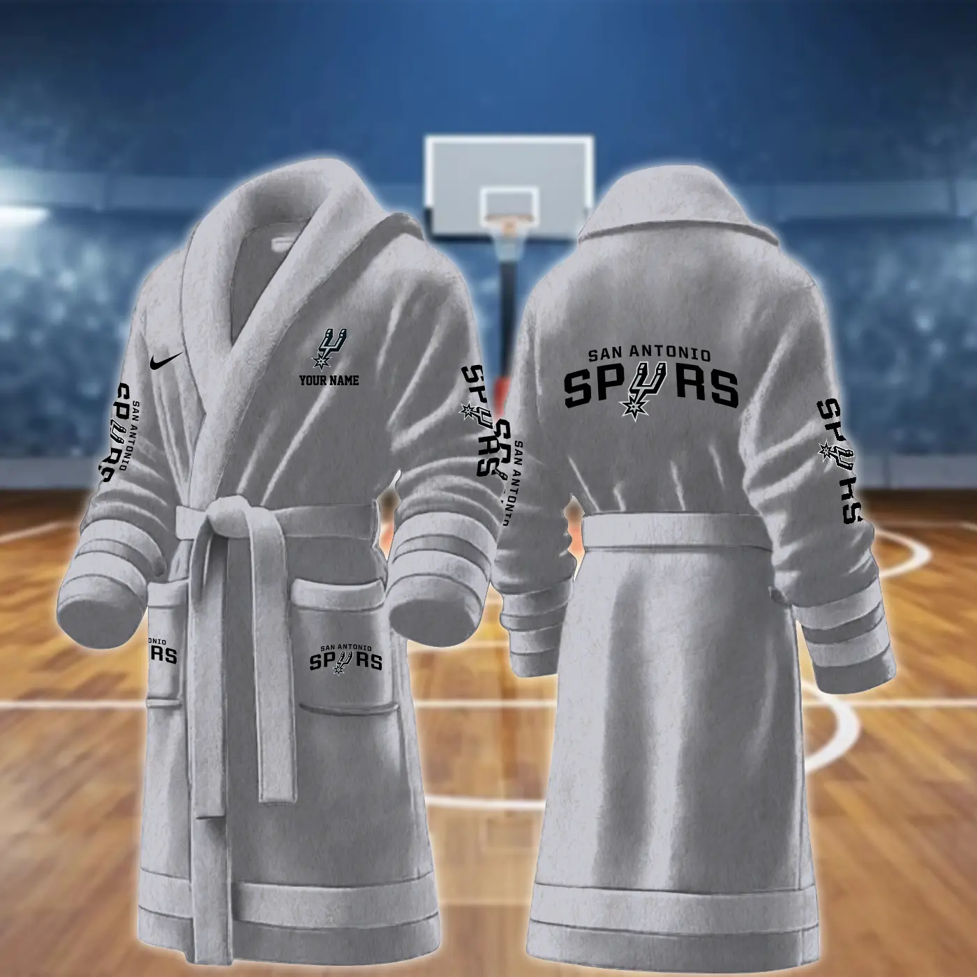 san antonio spurs nba personalized fleece bathrobe mgrak