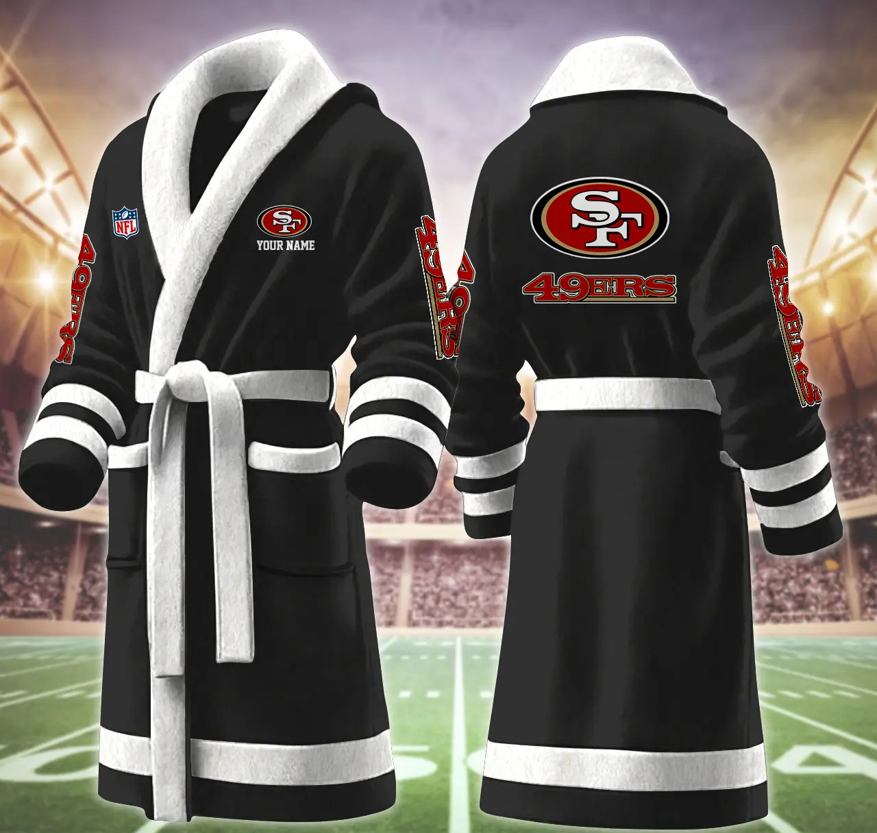 san francisco 49ers nfl personalized fleece bathrobe dw2cp