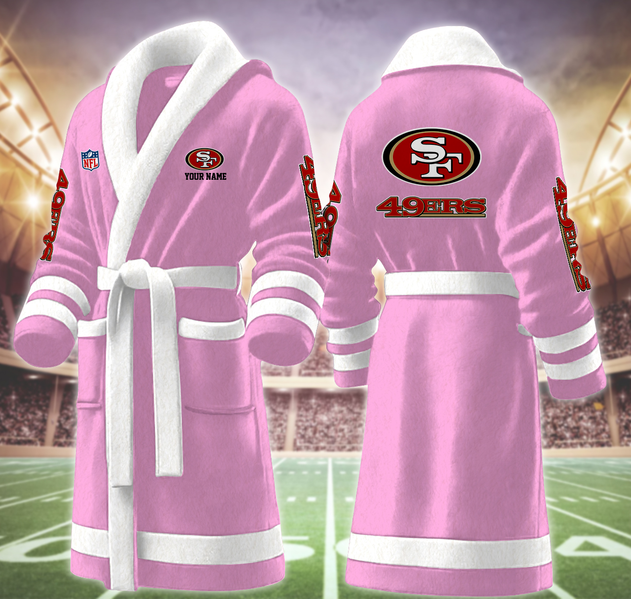 san francisco 49ers nfl personalized fleece bathrobe fz5kk