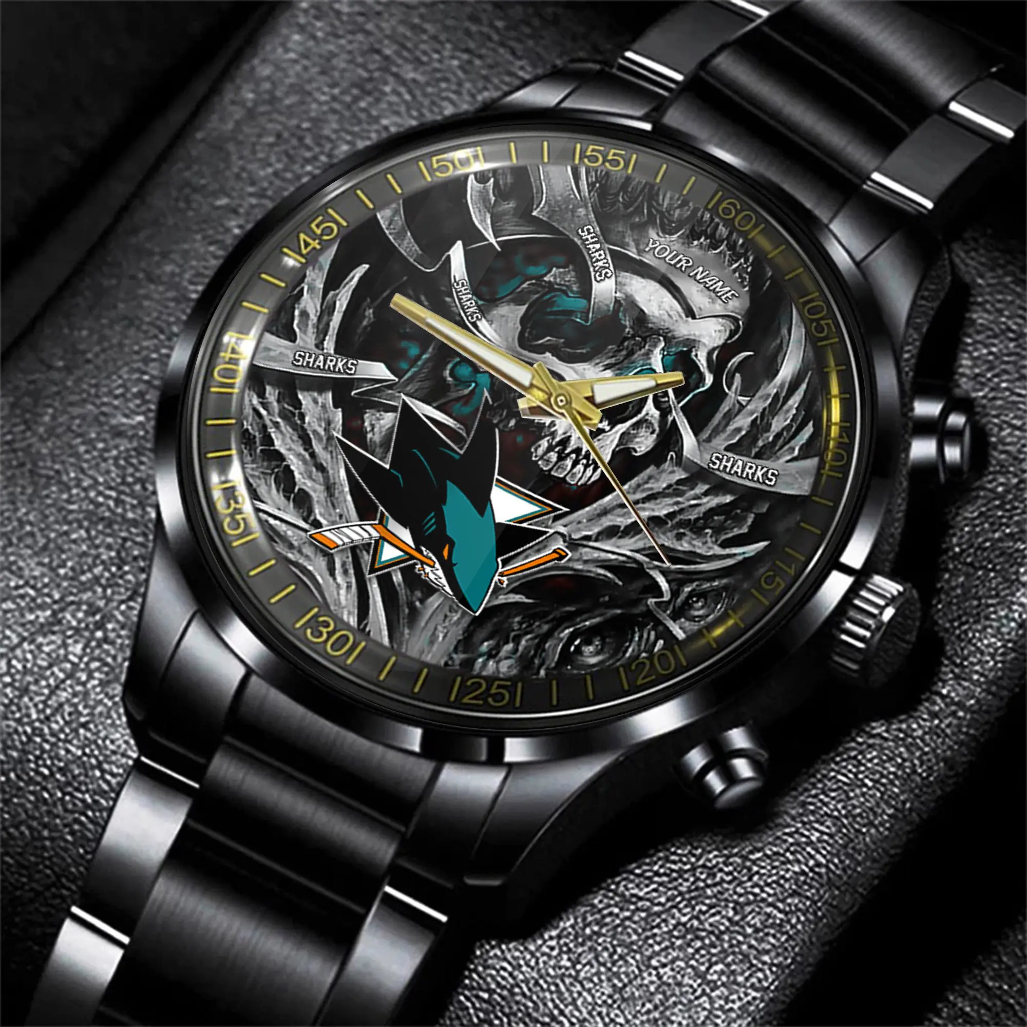 san jose sharks nhl skull personalized hand watch gift for fans ha6vk